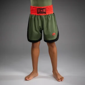 Venum Classic Kids Boxing Shorts - Army Green/Orange