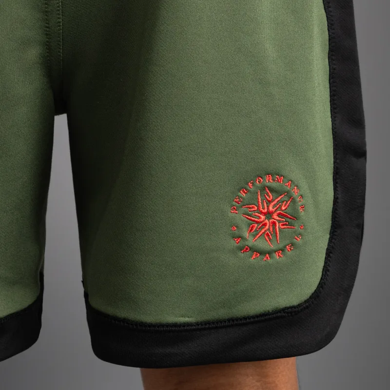 Venum Classic Kids Boxing Shorts - Army Green/Orange - Image 5