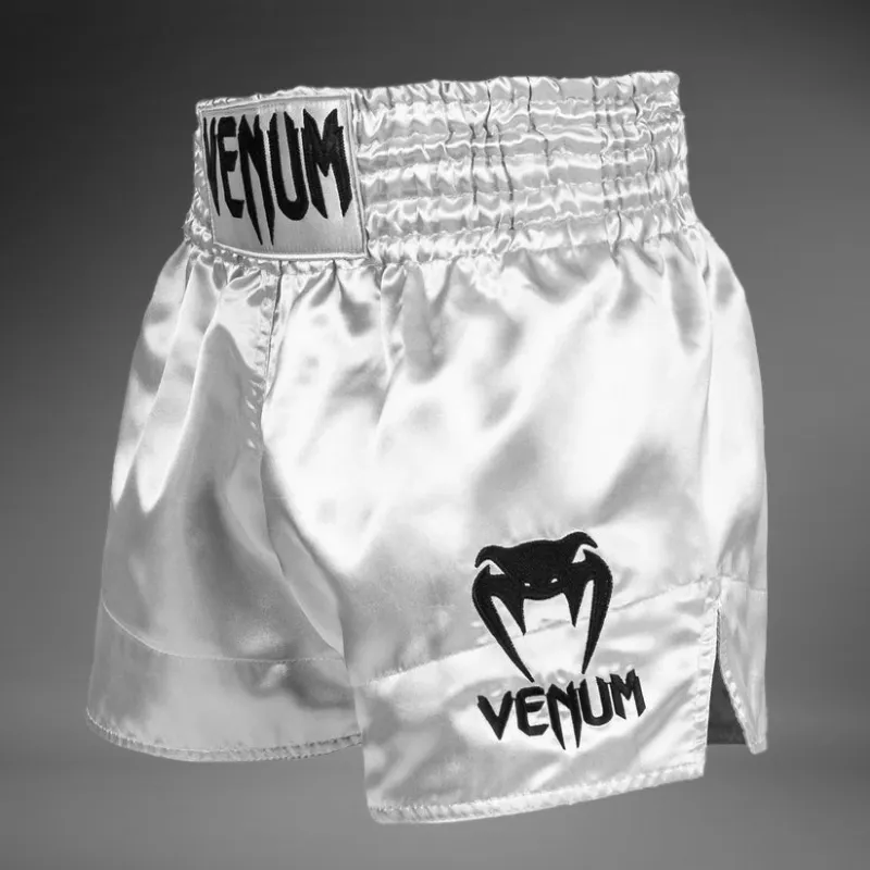 Venum Classic Muay Thai Shorts - Silver/Black - Image 3