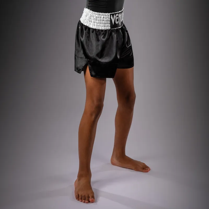 Venum Classic Muay Thai Shorts for Kids - Black/White - Image 2
