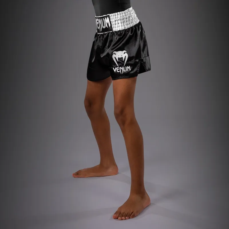 Venum Classic Muay Thai Shorts for Kids - Black/White - Image 3