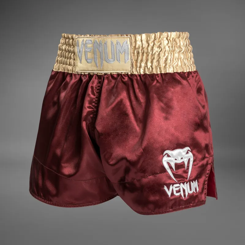 Venum Classic Muay Thaï Short - Burgundy/Gold/White - Image 3