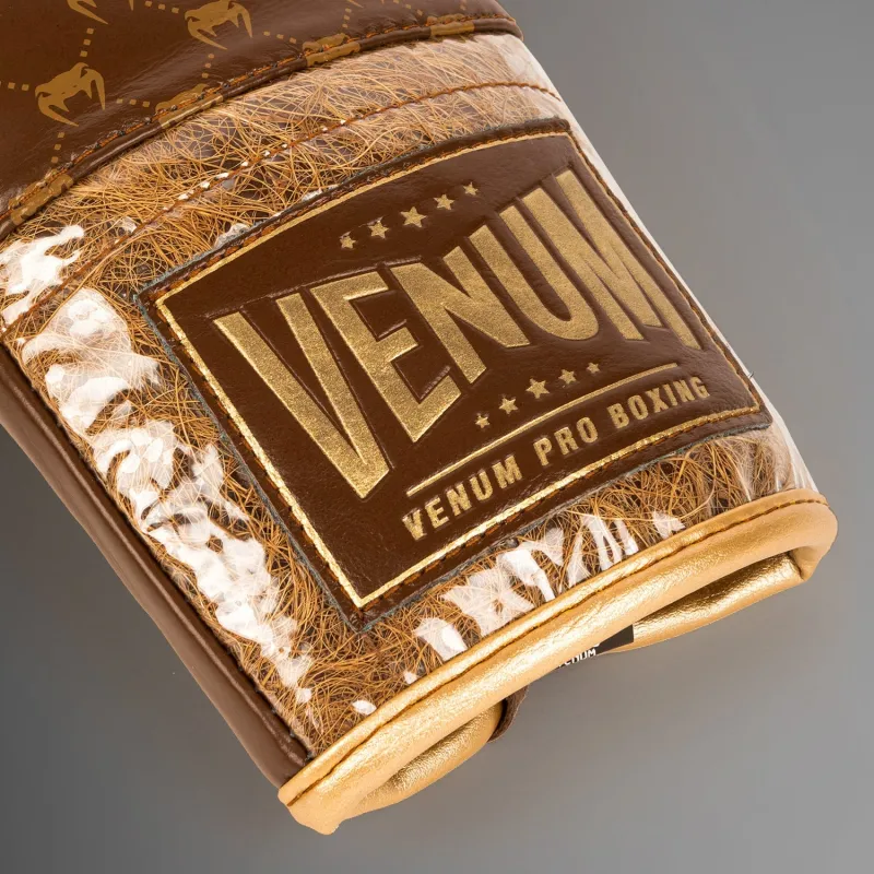 Venum Coco Monogram Pro Lace Up Boxing Gloves - Grizzly Brown - Image 5