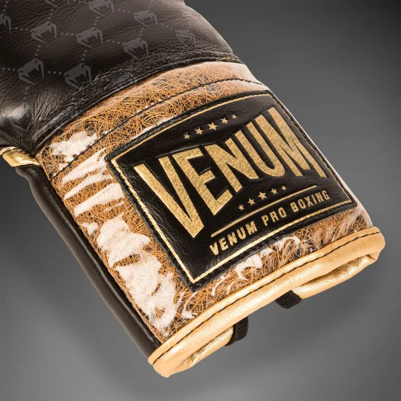 Venum Coco Monogram Pro Lace Up Boxing Gloves - Intense Black - Image 4
