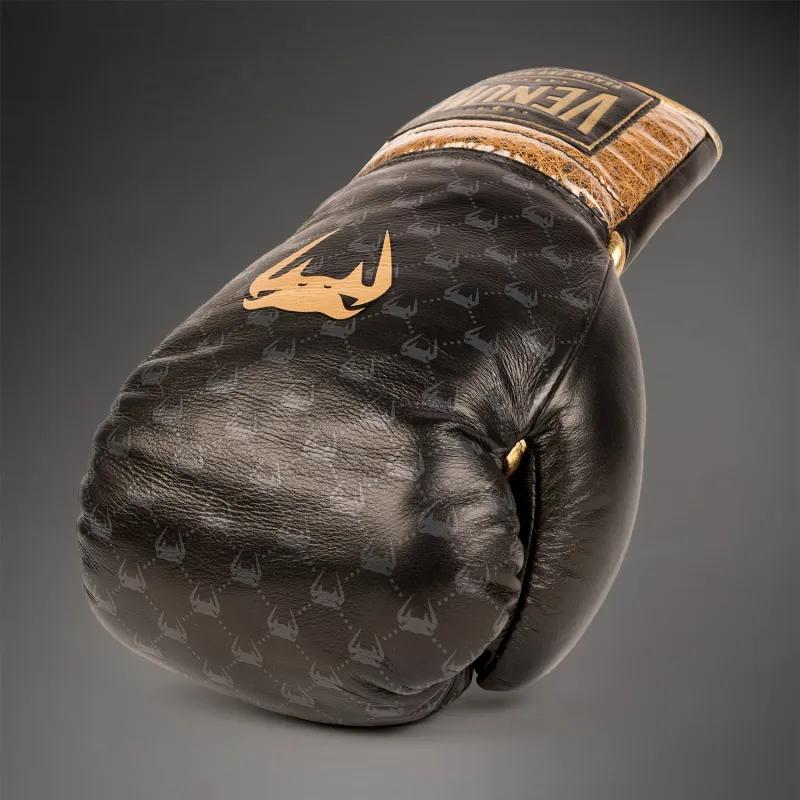 Venum Coco Monogram Pro Lace Up Boxing Gloves - Intense Black - Image 5