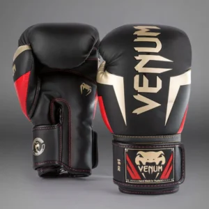 Venum Elite Boxing Gloves - Black/Gold/Red