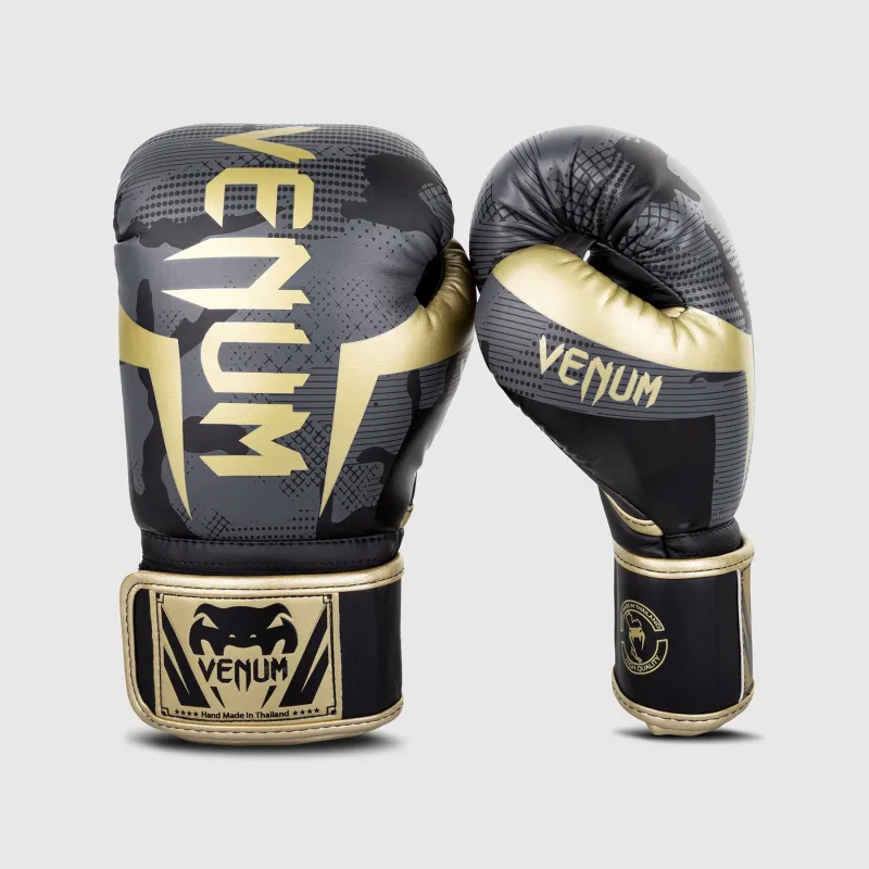 Venum Elite Boxing Gloves - Camo/Gold - Image 2