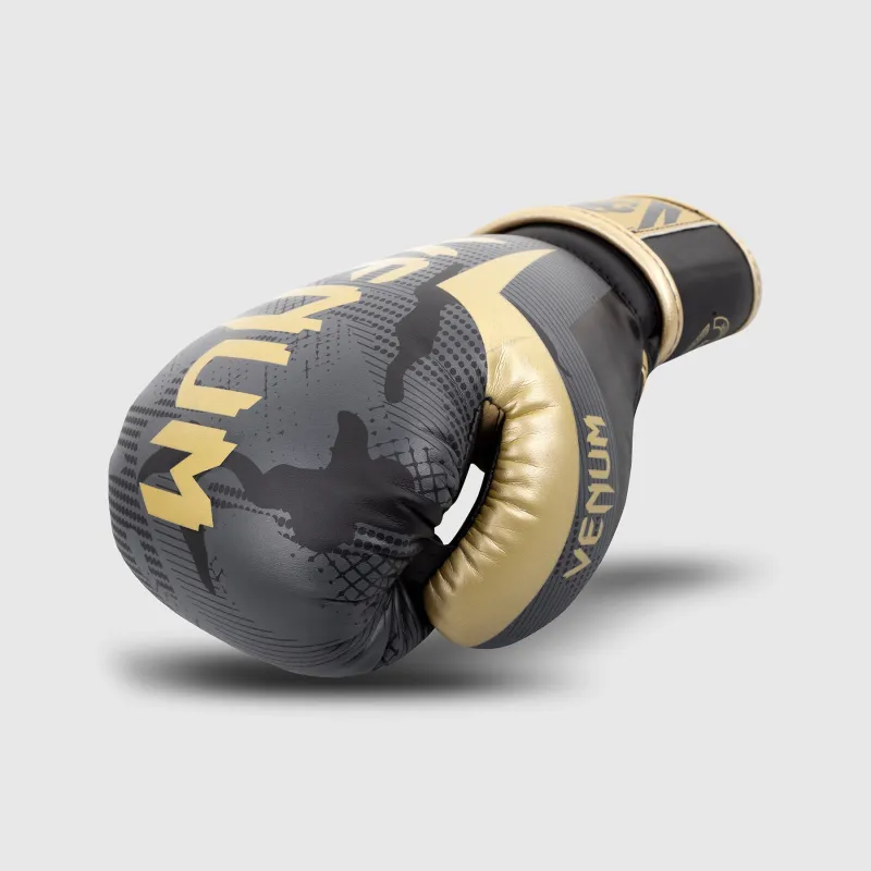 Venum Elite Boxing Gloves - Camo/Gold - Image 5
