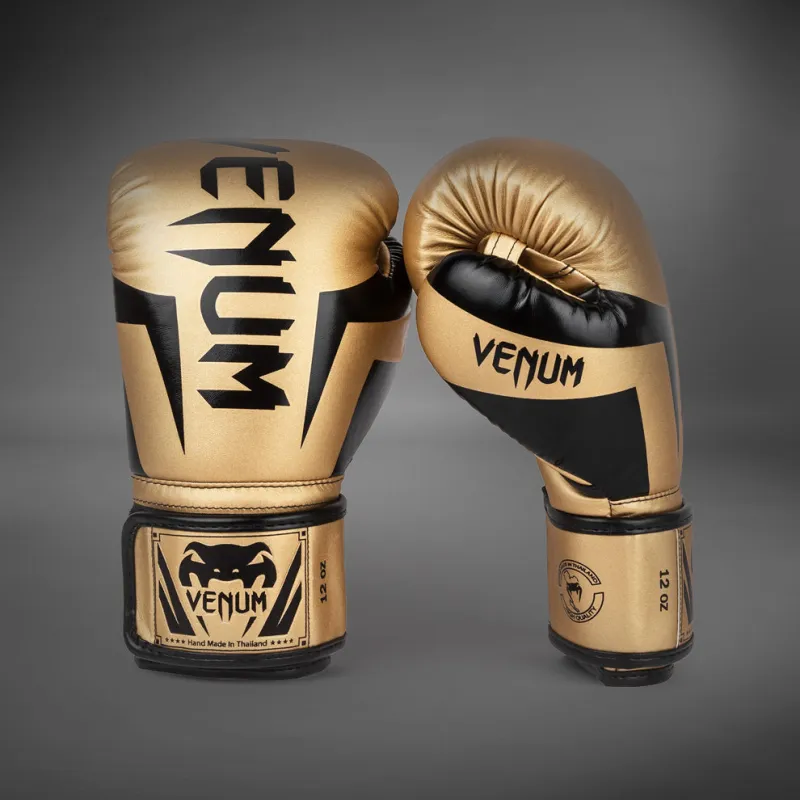 Venum Elite Boxing Gloves - Gold/Black - Image 2