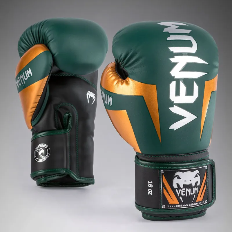 Venum Elite Boxing Gloves - Green/Bronze/Silver - Image 2