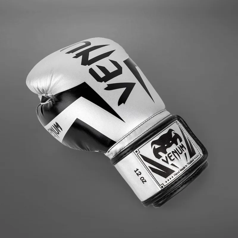 Venum Elite Boxing Gloves - Silver/Black - Image 4