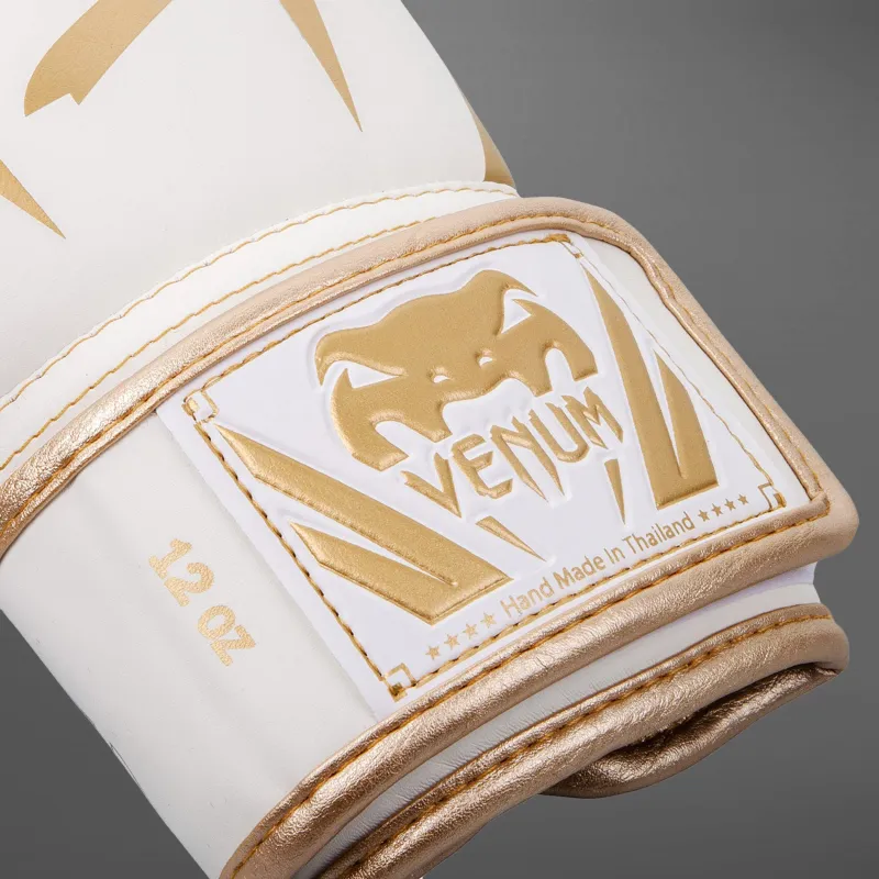 Venum Elite Boxing Gloves - White/Gold - Image 3