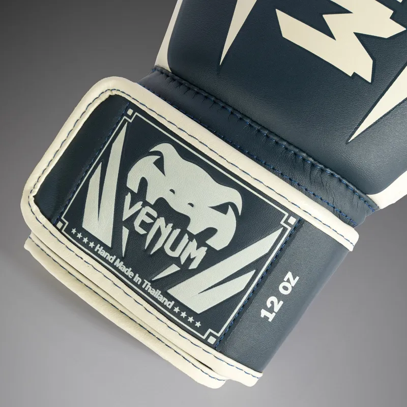 Venum Elite Boxing Gloves - White/Navy Blue - Image 4