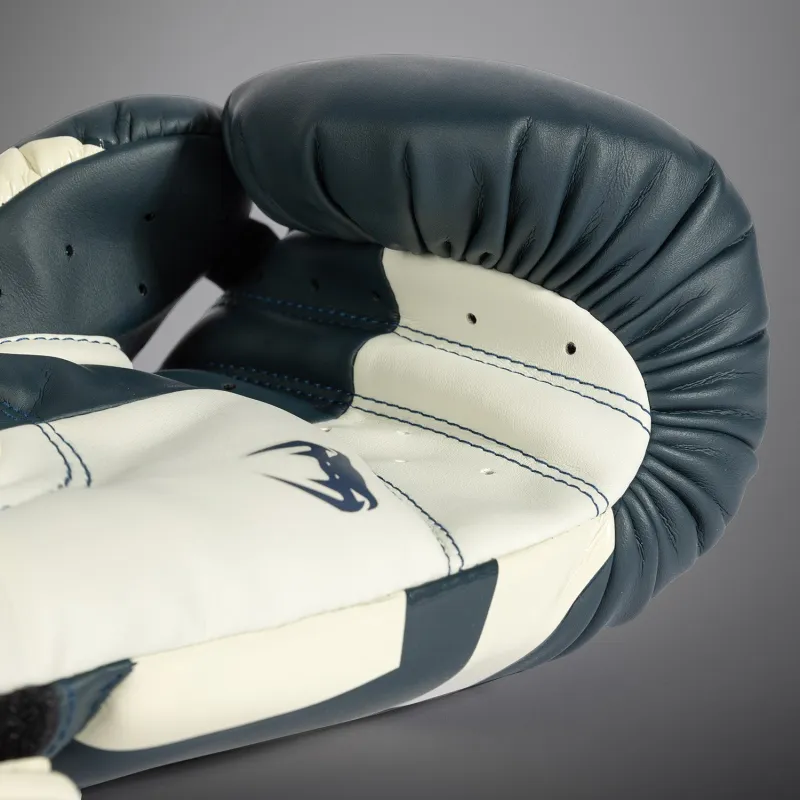 Venum Elite Boxing Gloves - White/Navy Blue - Image 5