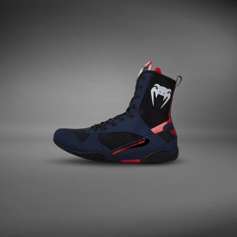 Venum Elite Boxing Shoes - Navy/Black/Red - Image 2