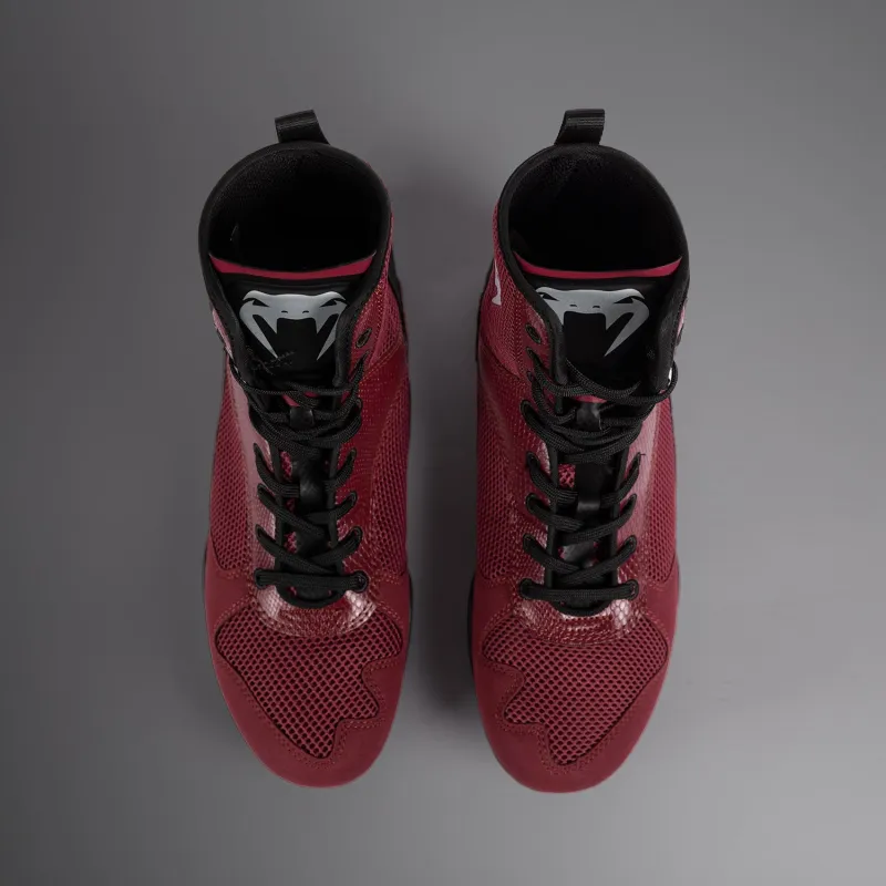 Venum Elite Boxing Shoes - Burgundy / Silver - Image 4