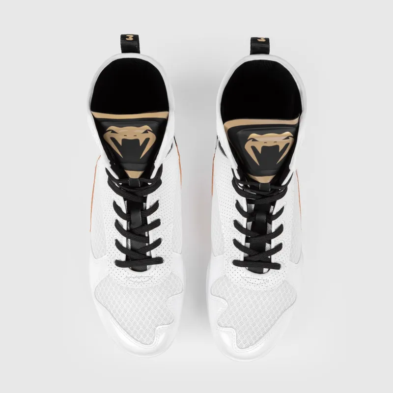 Venum Elite Boxing Shoes - White/Black/Gold - Image 4