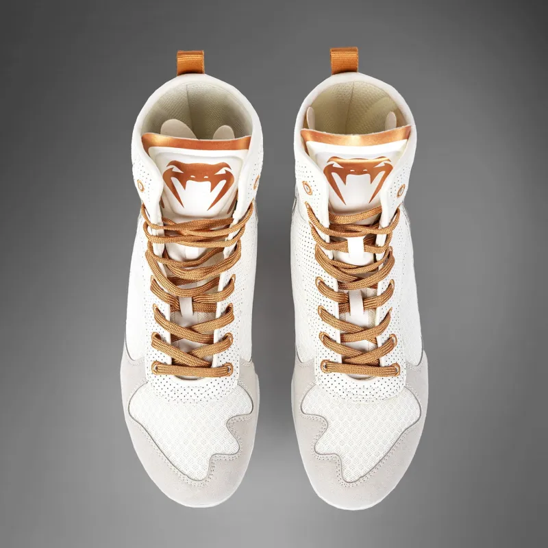 Venum Elite Boxing Shoes - White/Gold - Image 3