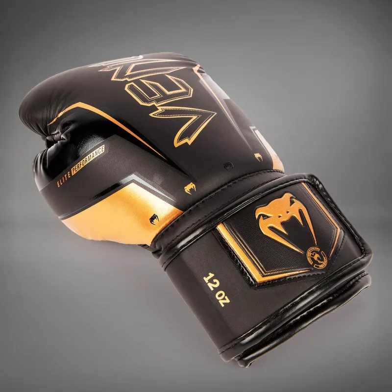 Venum Elite Evo Boxing Gloves - Black/Bronze - Image 4