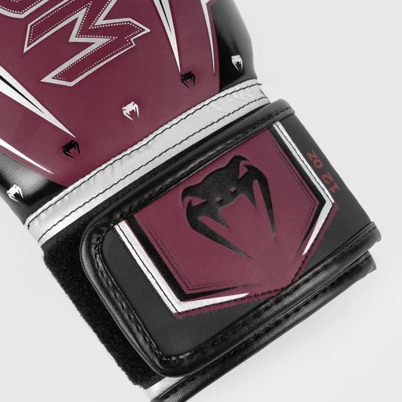 Venum Elite Evo Boxing Gloves - Burgundy/Silver - Image 5