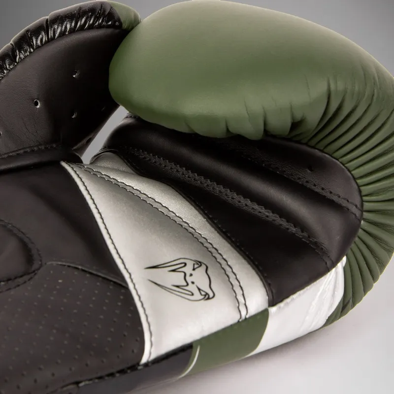 Venum Elite Evo Boxing Gloves - Khaki/Silver - Image 5