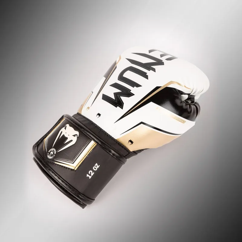 Venum Elite Evo Boxing Gloves - White/Gold - Image 3