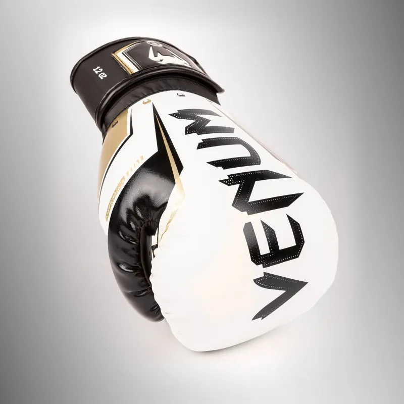 Venum Elite Evo Boxing Gloves - White/Gold - Image 4