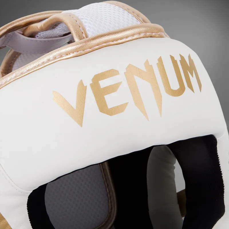 Venum Elite Headgear-White/Gold - Image 3