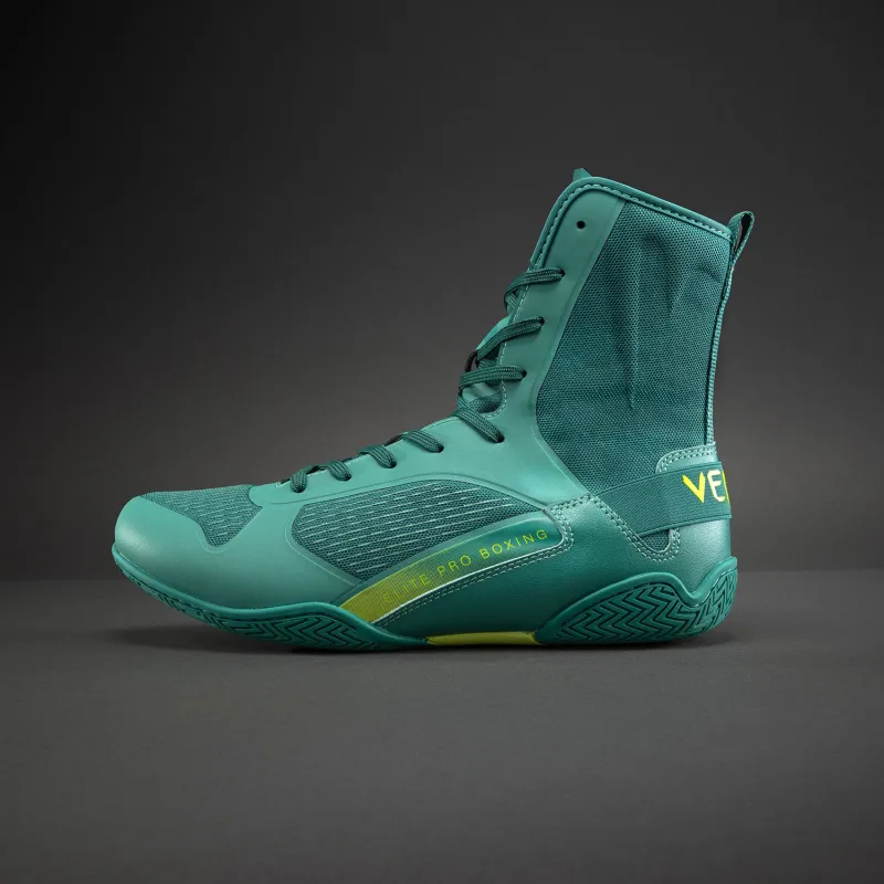 Venum Elite Neo Boxing Shoes - Green/ Neon Yellow - Image 2