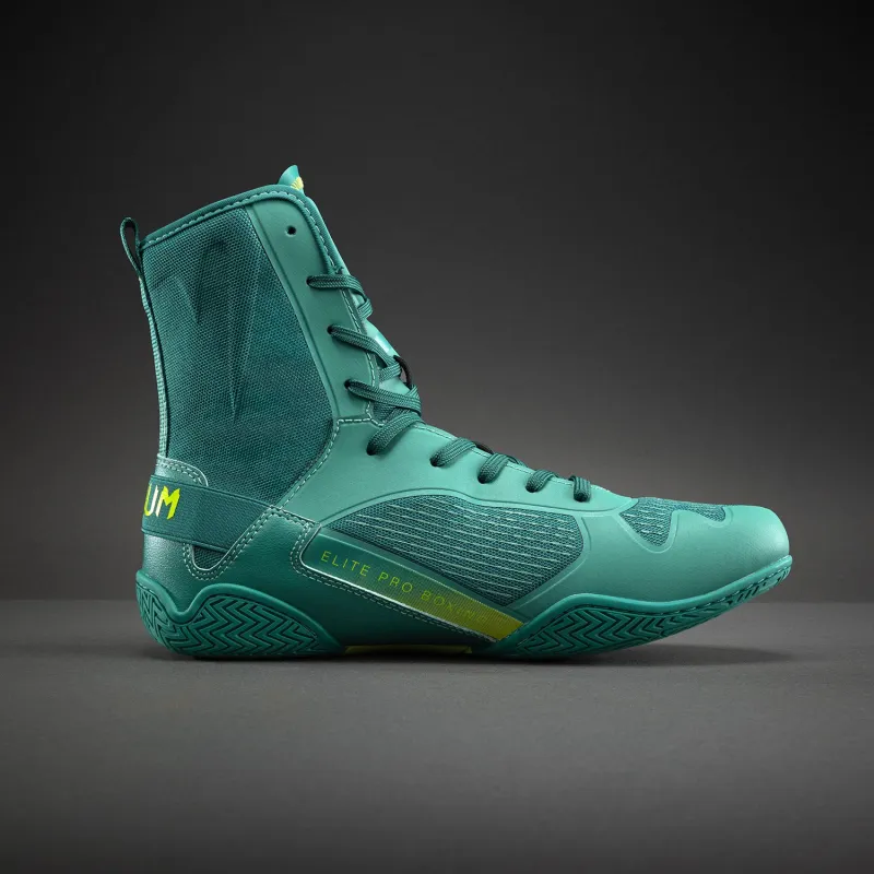 Venum Elite Neo Boxing Shoes - Green/ Neon Yellow - Image 3