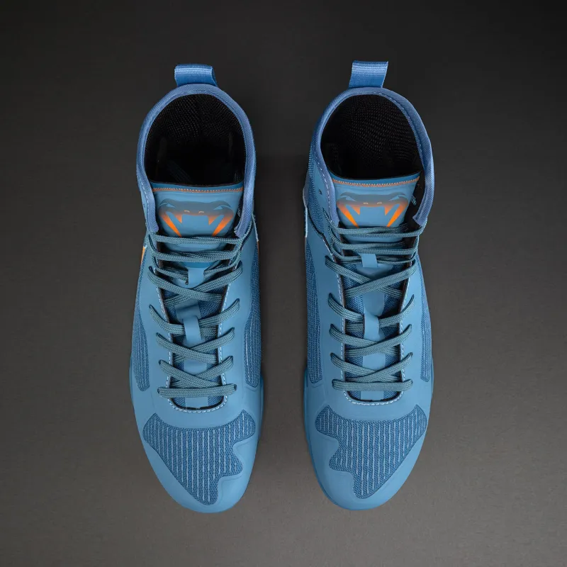 Venum Elite Neo Boxing Shoes - Steel Blue/Orange - Image 5