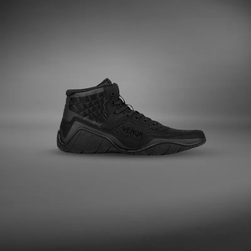 Venum Elite Wrestling Shoes - Black/Black - Image 5