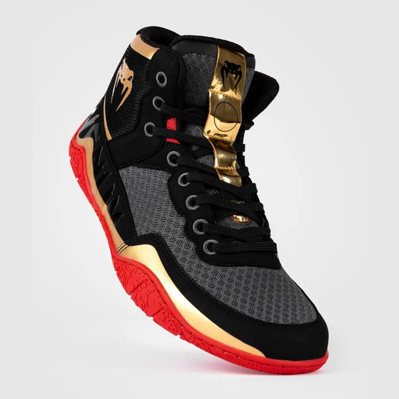 Venum Elite Wrestling Shoes - Black/Gold/Red - Image 2