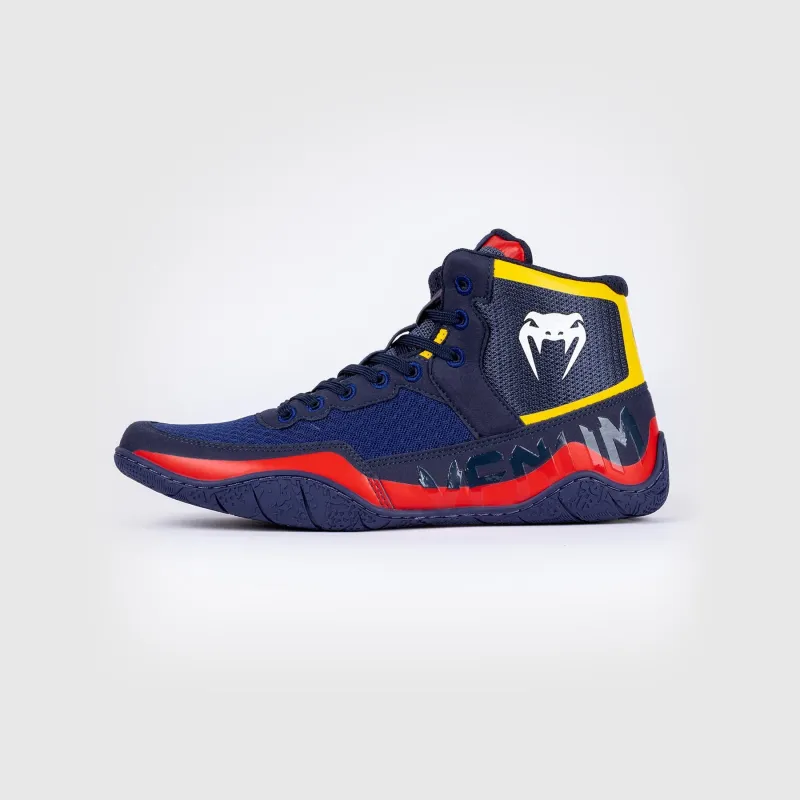 Venum Elite Wrestling Shoes - Blue/Yellow - Image 4
