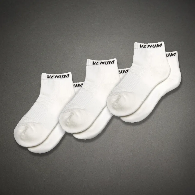 Venum Essential Ankle Socks (Set of 3 pairs) - White/Black - Image 2
