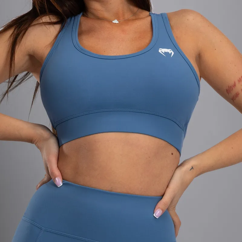 Venum Essential Women's Medium Impact Sports Bra - Storm Blue - Image 2