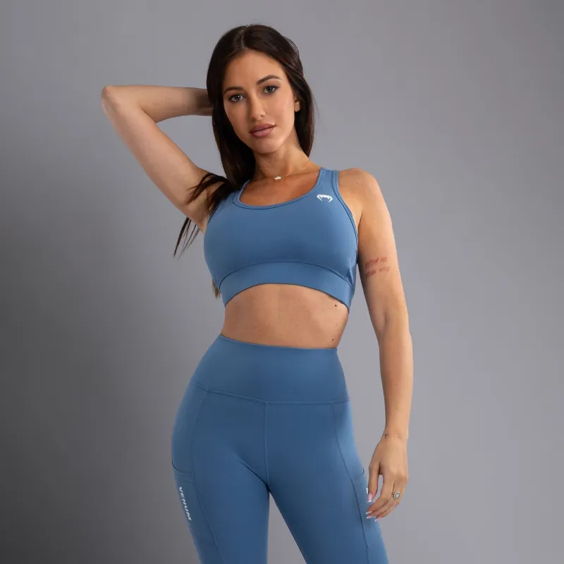 Venum Essential Women's Medium Impact Sports Bra - Storm Blue - Image 3