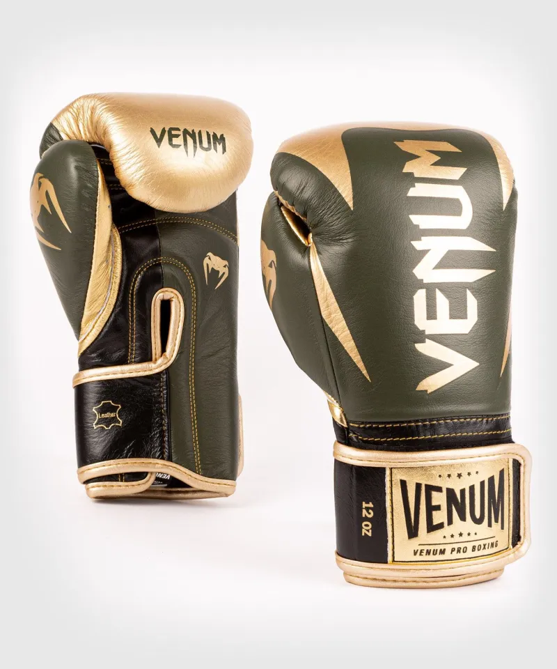 Venum Hammer Pro Boxing Gloves Velcro - Khaki/Gold - Image 2