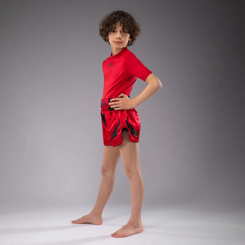 Venum Inferno Kids Muay Thai Shorts - Red - Image 3