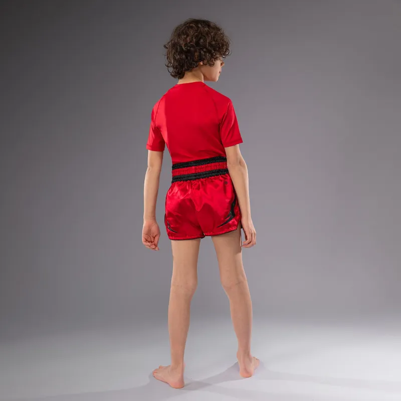 Venum Inferno Kids Muay Thai Shorts - Red - Image 4