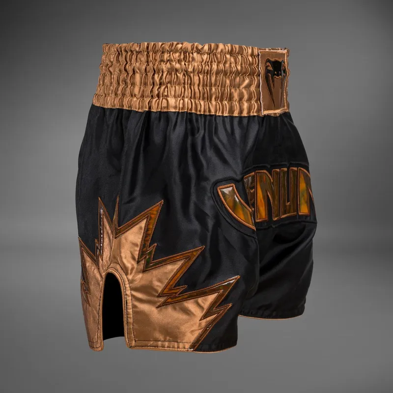 Venum Inferno Muay Thai Shorts - Black/Bronze - Image 4