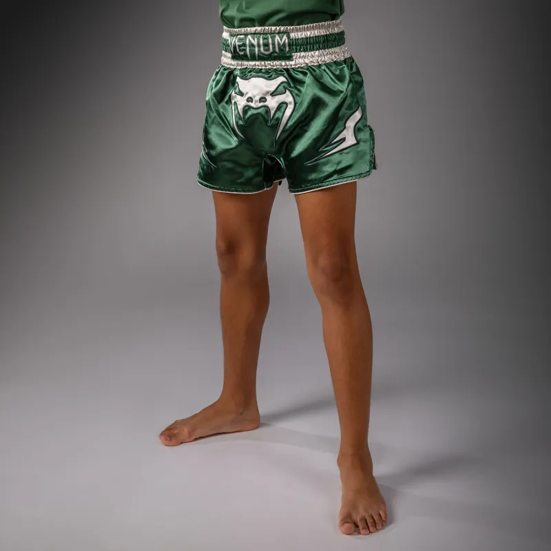 Venum Inferno Muay Thai Shorts - Forest Green/ Off White - Image 2