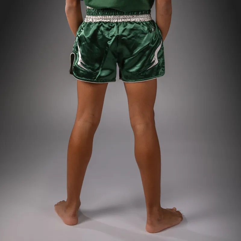 Venum Inferno Muay Thai Shorts - Forest Green/ Off White - Image 3