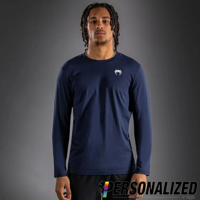 Venum Lineup Personalized Long Sleeve T-Shirt Navy - Blue/White