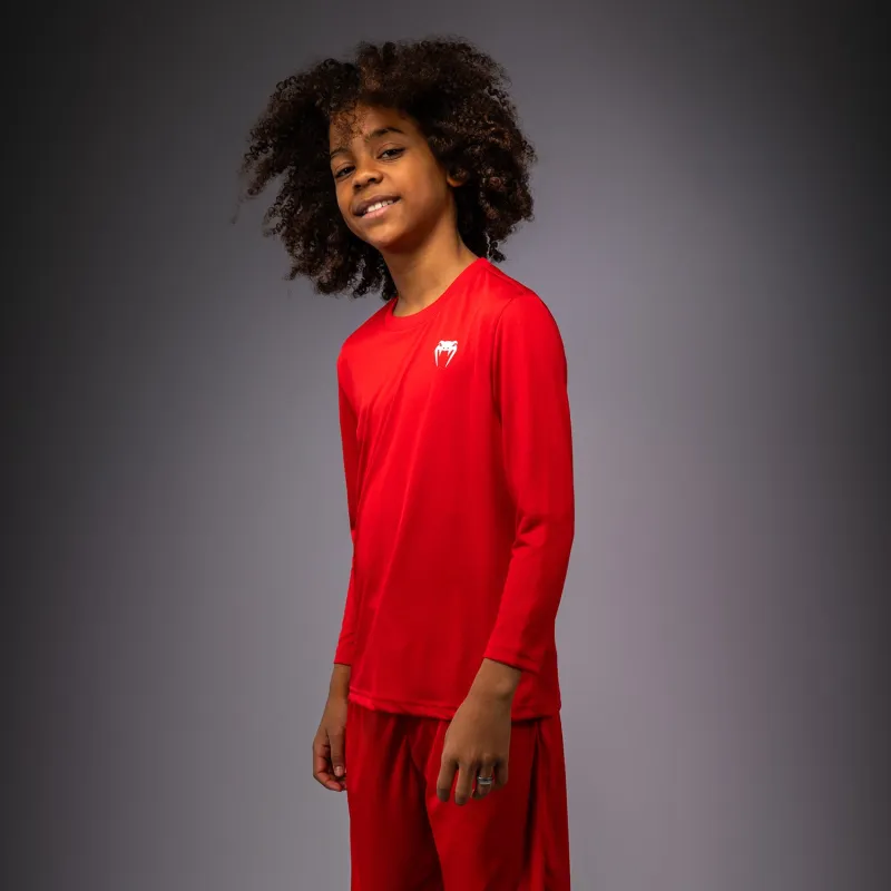 Venum Lineup Youth Performance Long Sleeve T-Shirt Red/White - Image 3
