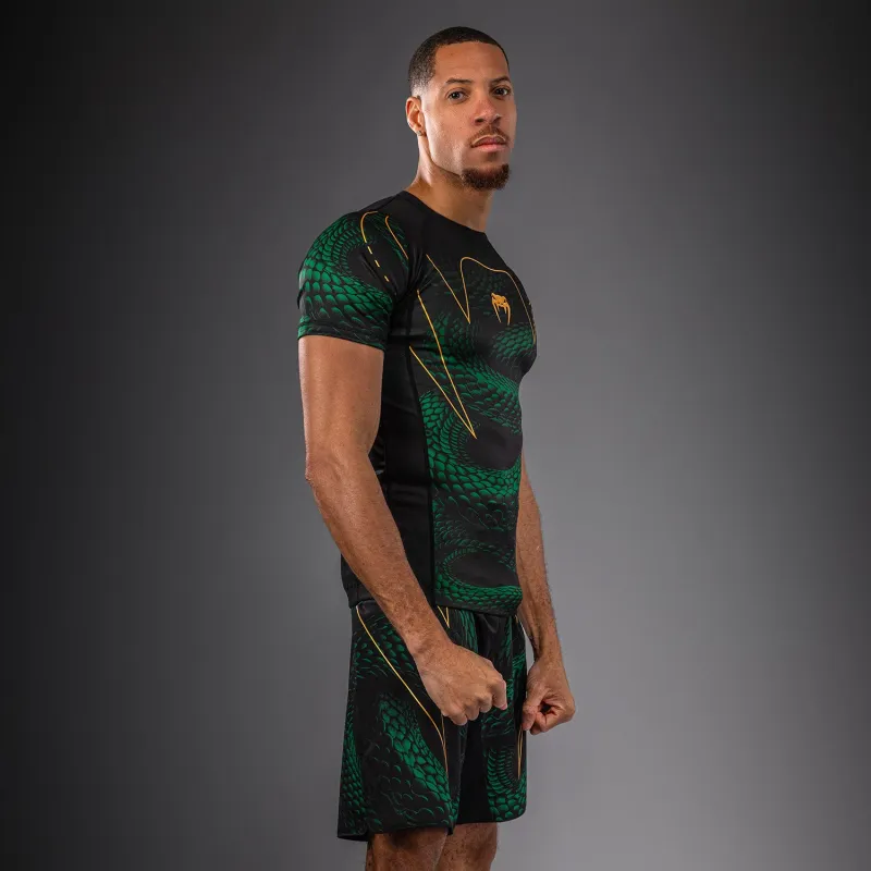 Venum Matupa Short Sleeve Rashguard - Black/Green/Gold - Image 3