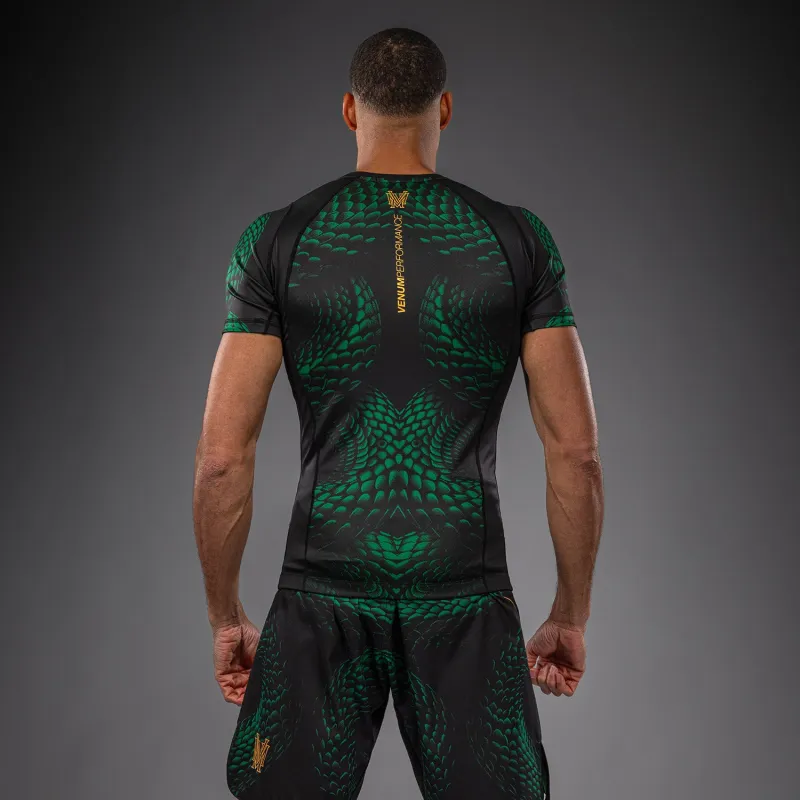 Venum Matupa Short Sleeve Rashguard - Black/Green/Gold - Image 4