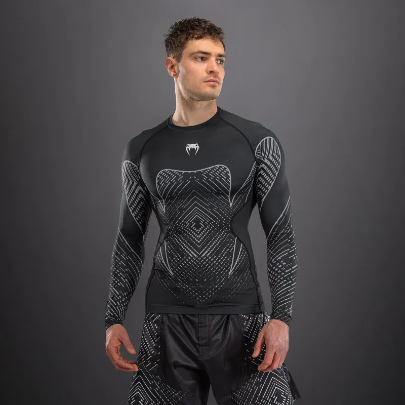 Venum Midnight Fury Long Sleeve Rashguard - Black/Grey/Silver