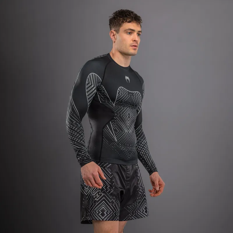 Venum Midnight Fury Long Sleeve Rashguard - Black/Grey/Silver - Image 2