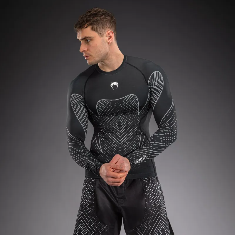 Venum Midnight Fury Long Sleeve Rashguard - Black/Grey/Silver - Image 3